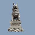 Traditional Mythical Beast Sculpture With Intricate Carving And Detailed Decorative Base