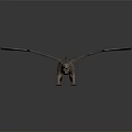 Realistic Gray Flying Dragon With Large Wings Standing On Dark Background And Smoke