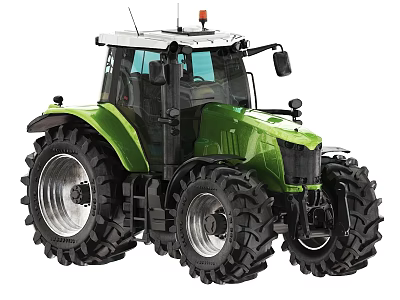 Green Agricultural Tractor With Large Tires And Cab For Farm Machinery Use 3d model