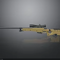3D Model Sniper Rifle With Yellow Body Black Stock Barrel And Scope