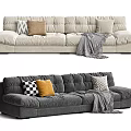 Modern Comfortable Double Sofa With Decorative Pillows And Cozy Blanket For Living Room