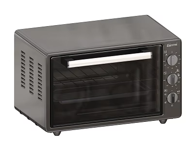 Black Compact Toaster Oven As Essential Kitchen Appliance With Glass Door And Knob Controls 3d model