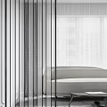 Modern Glass Partition Design For Stylish Bedroom Interior With Geometric Patterns 3d model