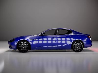 Blue Modern Sedan With Sleek Design Shiny Body And Black Wheels 3d model