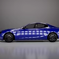 Blue Modern Sedan With Sleek Design Shiny Body And Black Wheels