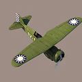 Vintage Green Biplane Fighter Aircraft With Star Insignia Number 1 And Propeller Design