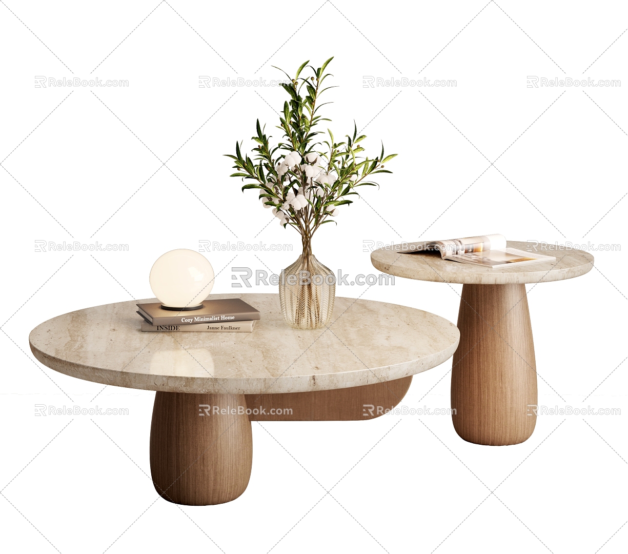 Middle Ancient-Silent Wind Tea Table Log Tea Table Cave Stone Tea Table Round Tea Table Mother and Mother 3d model