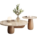 Middle Ancient-Silent Wind Tea Table Log Tea Table Cave Stone Tea Table Round Tea Table Mother and Mother 3d model