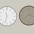 Two Wall Clocks With Minimalist Black Frame And Numeric Brown Dial Design 3d model