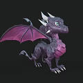 Flying Animal Purple Dragon Featuring White Horns Green Eyes Purple Wings And Sharp Claws