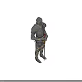 Medieval Knight Armor With Silver Metallic Finish Gold Accents And Red Sword Cross Emblem