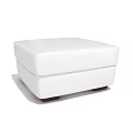 Stylish Modern White Upholstered Ottoman With Square Shape And Dark Legs