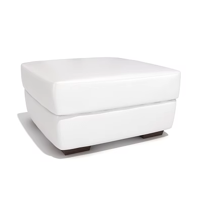 Stylish Modern White Upholstered Ottoman With Square Shape And Dark Legs 3d model