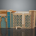 Islamic Style Architectural Model With Geometric Patterns And Blue Decorative Elements 3d model