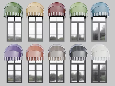 Colorful Striped Awning Hardware Tools for Multiple Window Decor Applications 3d model