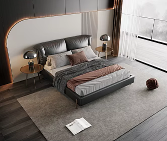 Light Luxury Background Double Bed Double Bed 3d model