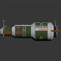 Green And White Spacecraft With Deployed Solar Panels And Red Markings