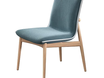 Modern Blue Fabric Upholstered Stool With Wooden Legs And Sleek Modern Design 3d model