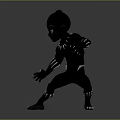 Game Movie Character Black Panther Muscular Black Suit With Claws In Combat Stance