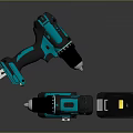 FPTools Cordless Drill With Teal And Black Design Battery Pack And Charger