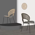 Stylish Accent Chairs With Curved Wooden Backrest And Black Metal Legs In Modern Grey Room