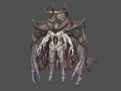 Fantasy Mythical Creature Design With Demonic Horns Intricate Wings And Detailed Armor 3d model