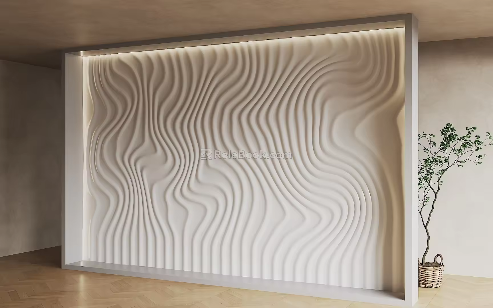 Special-shaped partition modern corrugated background wall modern special-shaped background wall wave background wall sofa background water corrugated background wall 3d model