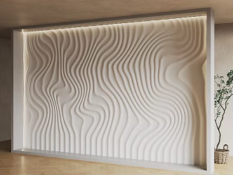 Special-shaped partition modern corrugated background wall modern special-shaped background wall wave background wall sofa background water corrugated background wall 3d model