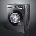 Modern Dark Colored Washing Machine With Transparent Door And Digital Control Panel 3d model