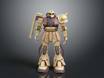 Anime Style Mechanical Robot Character Model With Horned Armor And Standing Pose 3d model