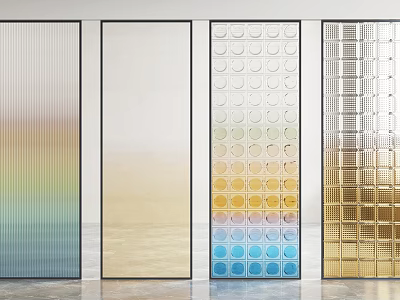 Modern Glass Room Dividers With Textured Patterned And Colorful Gradient Designs 3d model