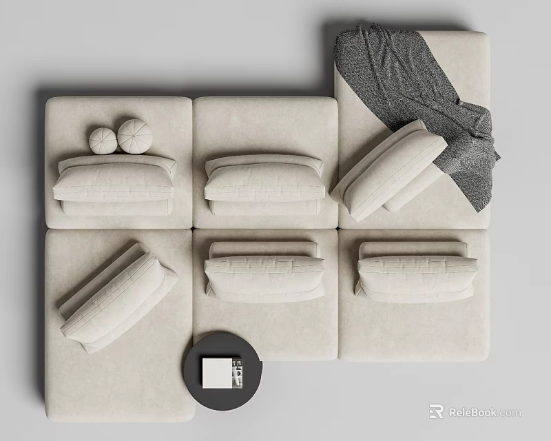 Modern Multi Seater Sofa With Modular Sections Plush Cushions And Decorative Pillows 3d model