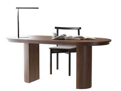 Desk and Chair Combination Single Chair Dining Chair 3d model