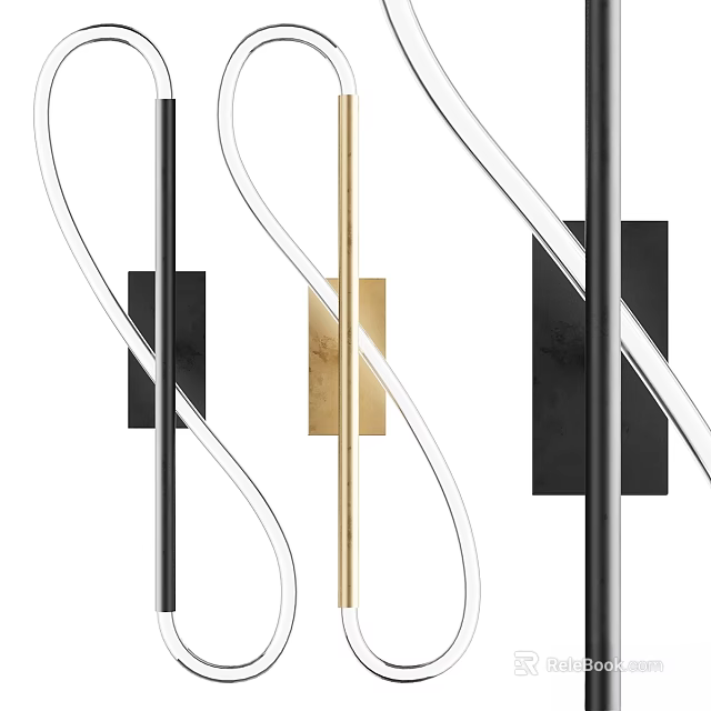 Modern Elegant Wall Lamps With Curved Design Black Gold White Color Home Decor 3d model 