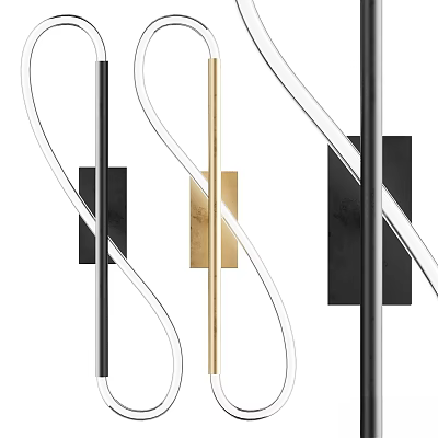 Modern Elegant Wall Lamps With Curved Design Black Gold White Color Home Decor 3d model