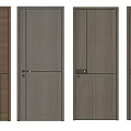 Modern Hinged Doors With Various Styles Wood Textures And Glass Panel Design 3d model