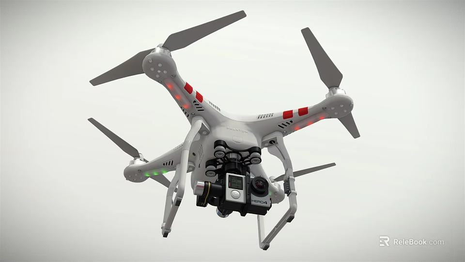 Smart Machine Drone With Four Rotors And Camera For Aerial Photography Tasks 3d model 