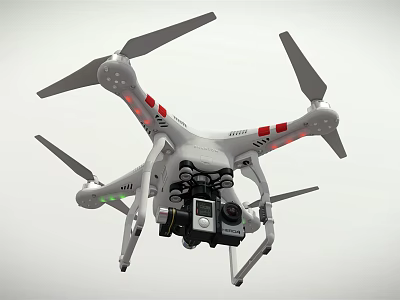 Smart Machine Drone With Four Rotors And Camera For Aerial Photography Tasks 3d model