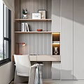 Modern Kids Room Interior with Bed Drum Set Study Desk Bookshelf and City View Window