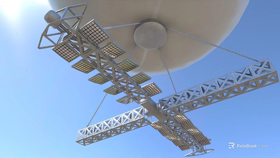 Outdoor Heavy Duty Industrial Equipment Featuring Metal Frame Grid Structure And Circular Suspension System 3d model 