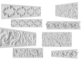 European-style carved simple plaster carved lines 3d model