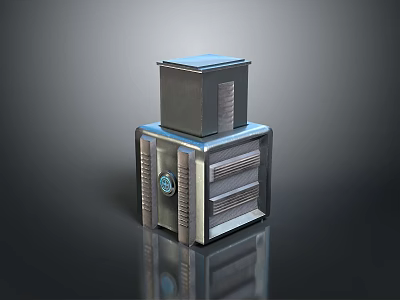 Modern Metal Stackable Storage Organizer With Blue Button And Durable Design 3d model