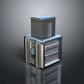 Modern Metal Stackable Storage Organizer With Blue Button And Durable Design 3d model
