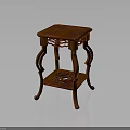 Traditional Chinese Wooden Side Table With Carved Legs And Lower Shelf