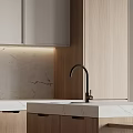 Modern Kitchen Interior Design Featuring Wooden Cabinets Marble Countertop And Sink