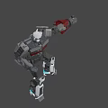 Mechanical Robot Model With Gray Red White Building Blocks And Joints Structure
