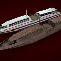 Modern White Yacht With Red Stripes And Multiple Windows On Deck