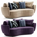 Beige And Purple Two Seater Sofas With Blue Black White Geometric Pattern Pillows