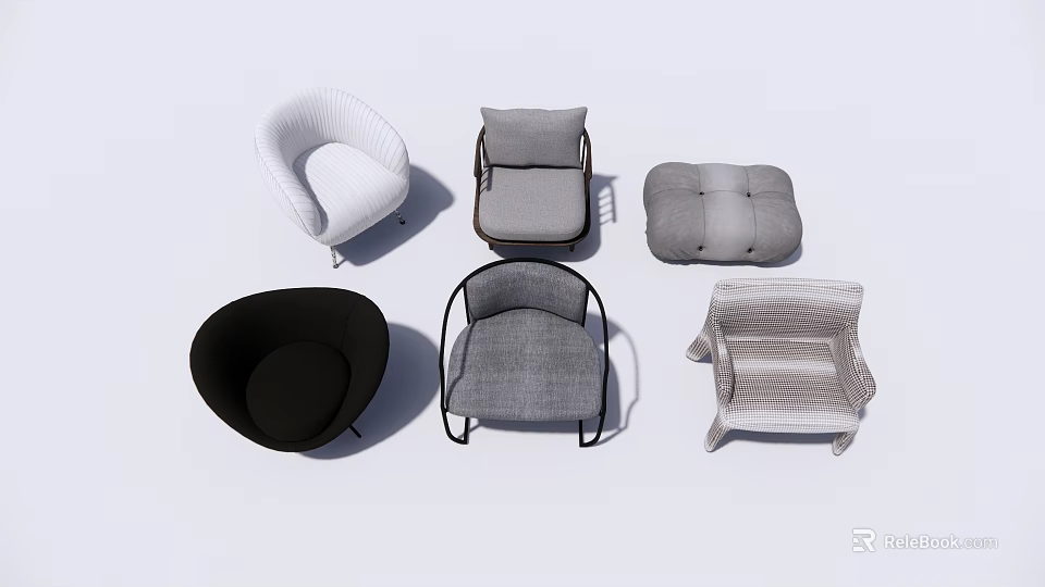 Modern Single Sofa Designs with Various Styles and Different Neutral Colors 3d model