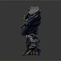 Detailed Humanoid Sci Fi Robot With Metallic Armor And Complex Mechanical Design